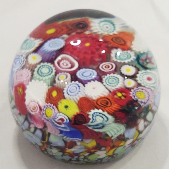 Vintage Large Murano Art Glass Millefiori Multicolored Paperweight - Picture 2 of 9